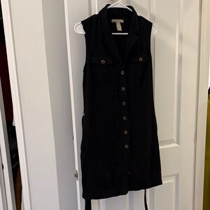 Banana Republic Black Linen Sleeveless Dress